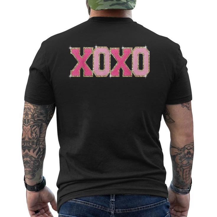 Chenille Patch Sparkling Xoxo Valentine Day Heart Love Men's T-shirt Back Print