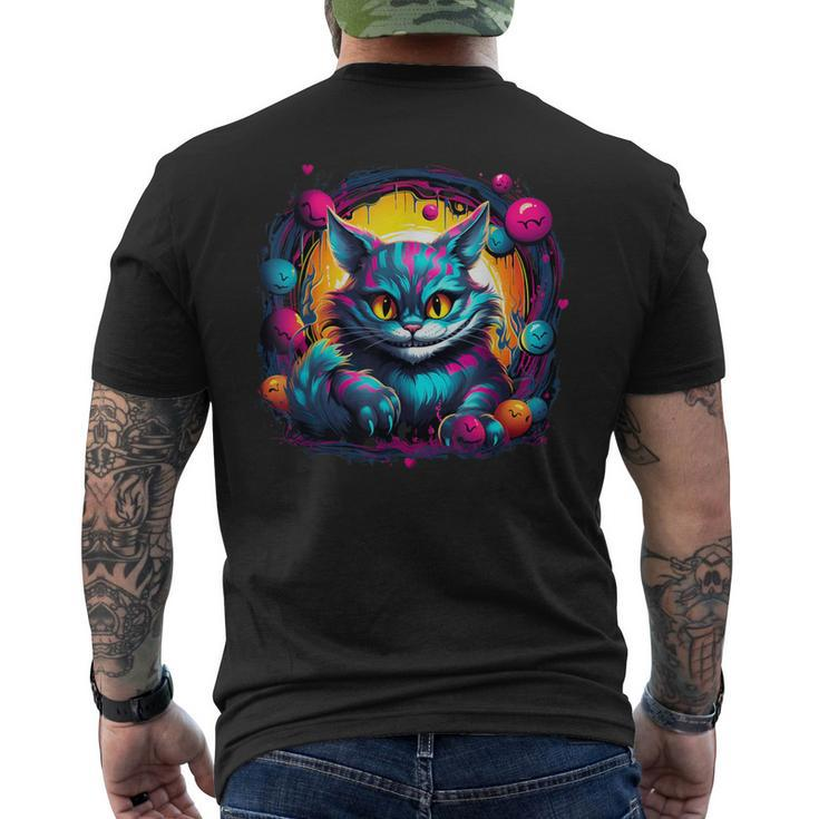 Cheshire Cat Alice In Wonderland Cool Graphic T-Shirt mit Rückendruck