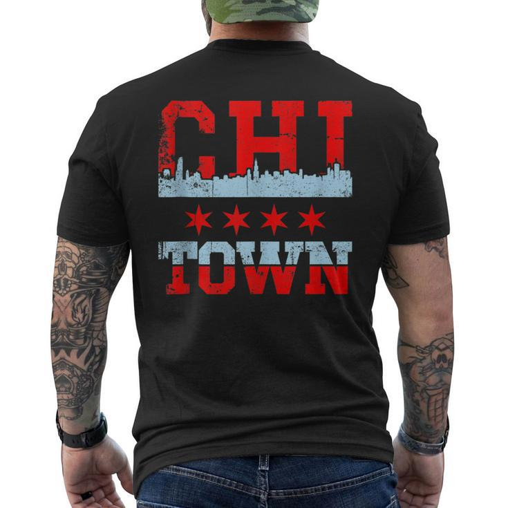 Chi Town Chicago Souvenir Skyline Flag Men's T-shirt Back Print