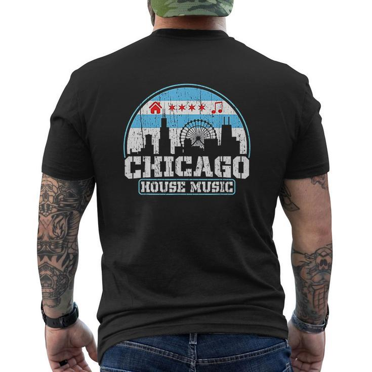 Chicago House Music Vintage Skyline Dj V2 Mens Back Print T-shirt