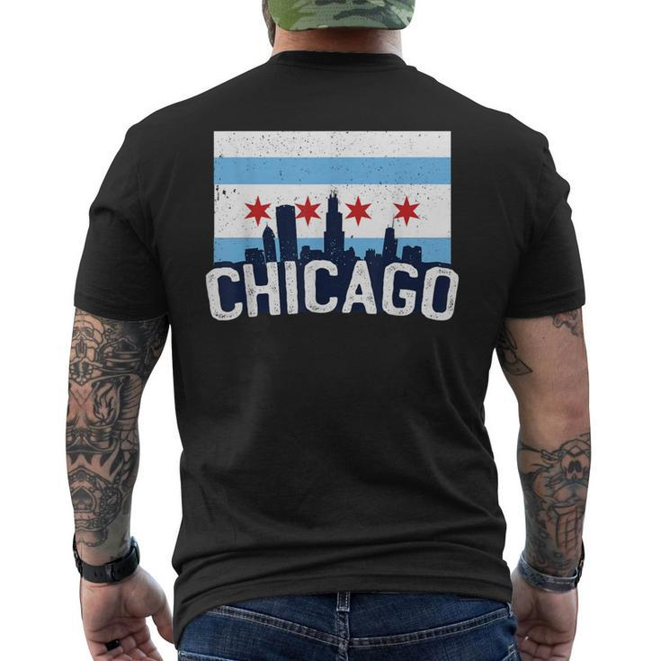 Chicago Skyline City Flag Illinois Souvenir Men's T-shirt Back Print