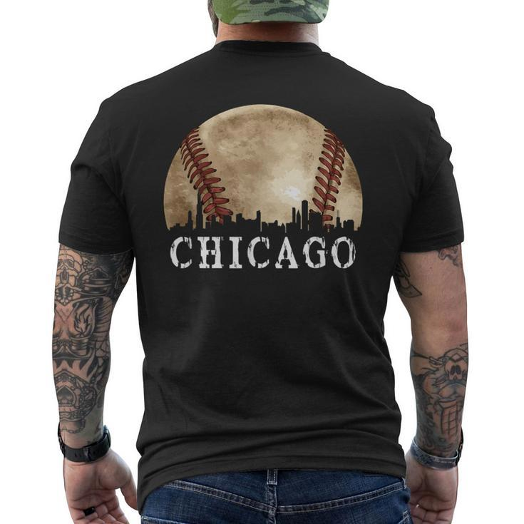 Chicago Skyline City Vintage Baseball Lover Men's T-shirt Back Print