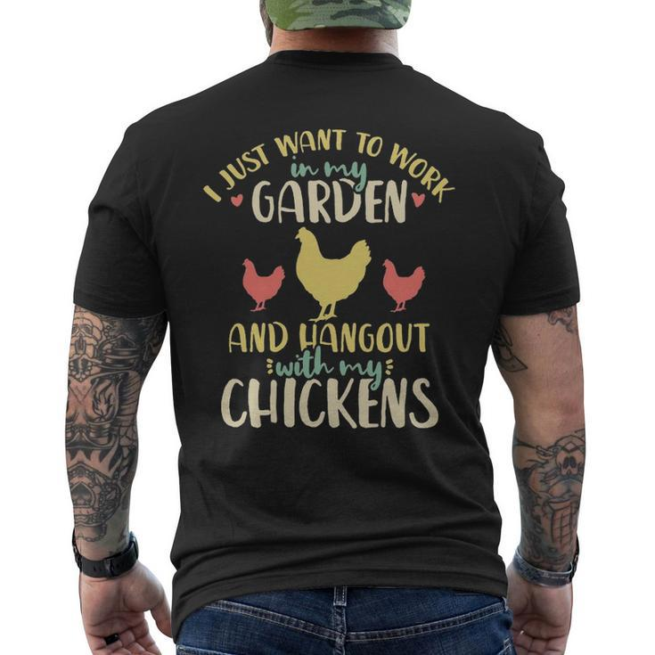 Chickens Garden Gardening Chicken Lover Hen Men's T-shirt Back Print