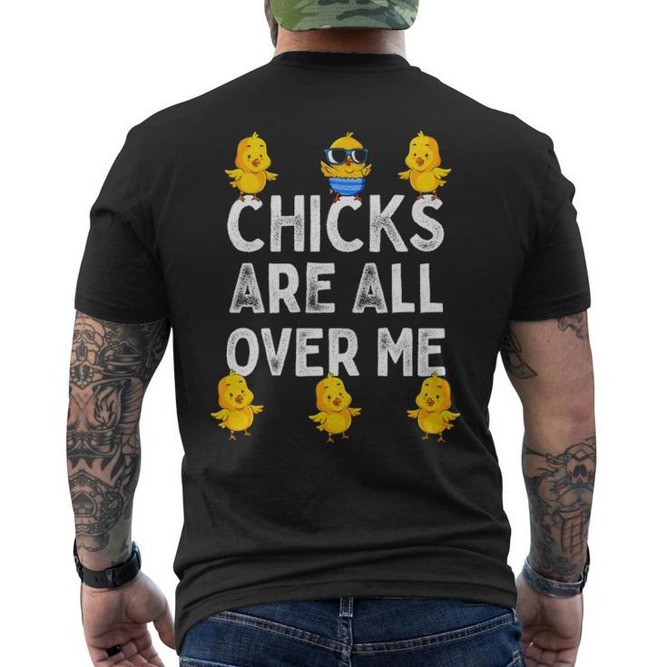 Chicks Are All Over Me Easter Baby Chicken Kids Boys Men's T-shirt Back Print