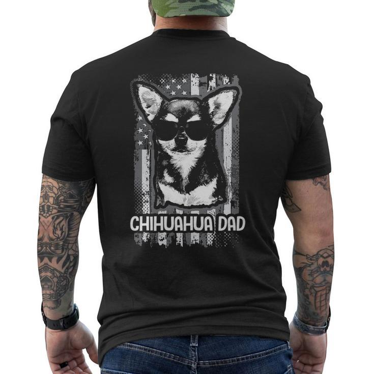 Chihuahua Dad Us Flag Dog Father Puppy Dogs Lover Men's T-shirt Back Print