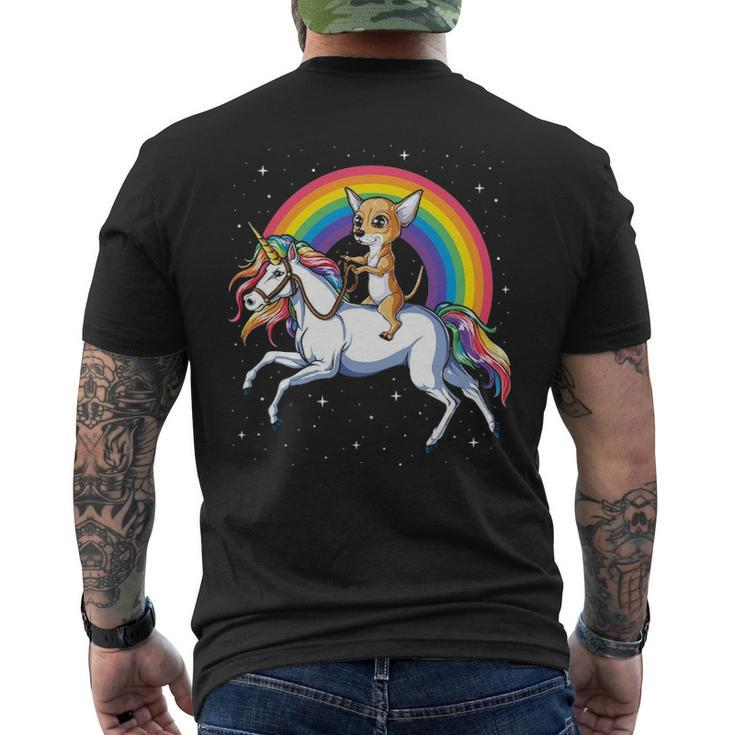 Chihuahua Riding Unicorn Women Girls Rainbow Galaxy Men's T-shirt Back Print