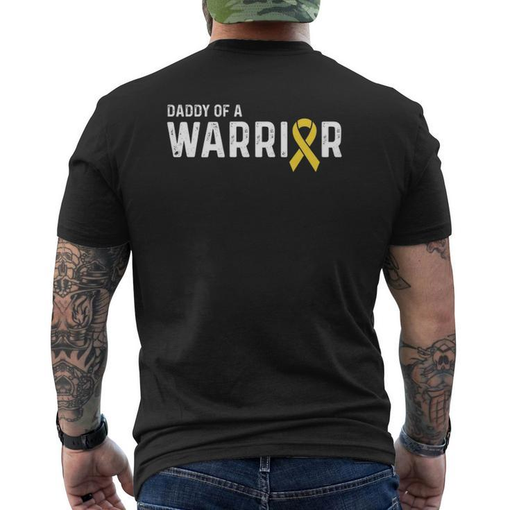 Childhood Cancer Awareness Products Ribbon Warrior Dad Mens Back Print T-shirt