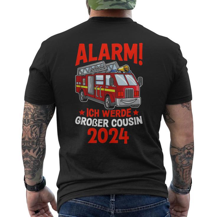 Children's Alarm Ich Werde Großer Cousin 2024 Fire Brigade T-Shirt mit Rückendruck