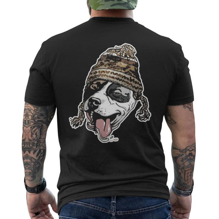 Chillin' Pit Bull Wearing Winter Beanie Men's T-shirt Back Print