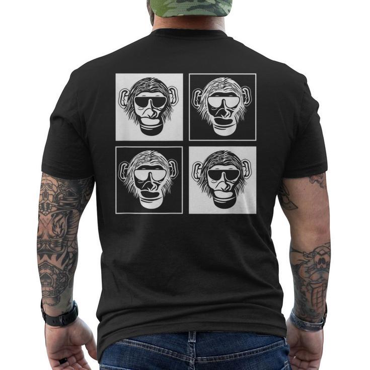 Chimpanzee Sunglasses Square Monkey Men's T-shirt Back Print