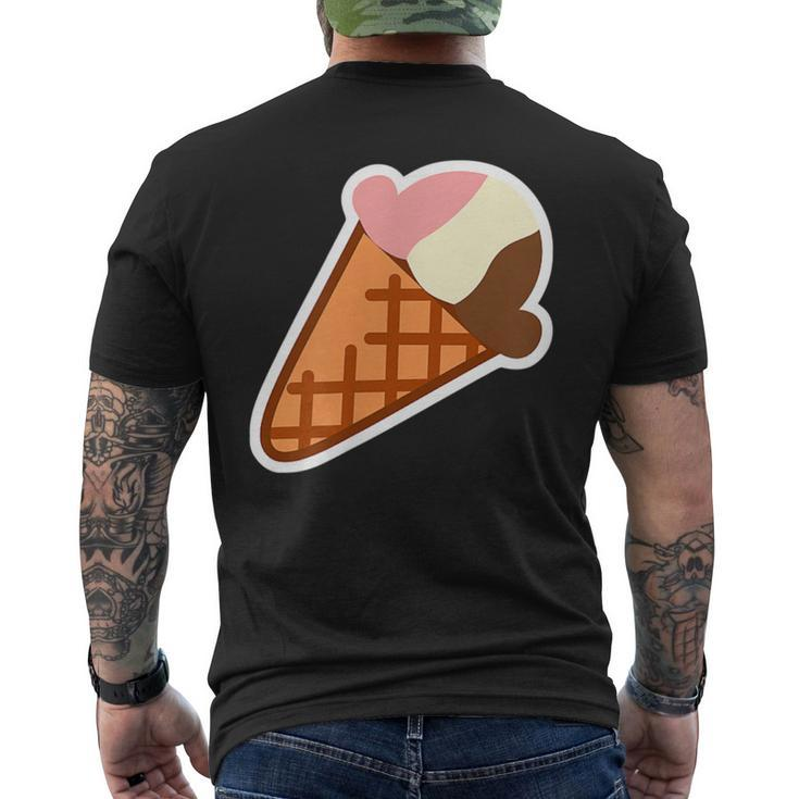 Chocolate Strawberry Vanilla Neapolitan Dessert Ice Cream Men's T-shirt Back Print