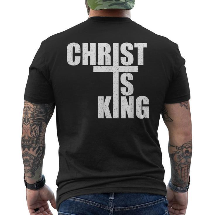 Christ Is King Jesus Is King Cross Crucifix Men's T-shirt Back Print