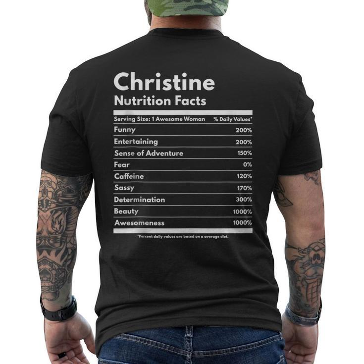 Christine Nutrition Facts Personalized Name Christine Men's T-shirt Back Print