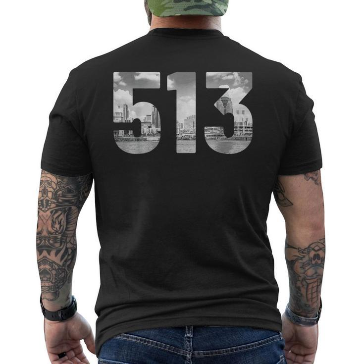 Cincinnati 513 Area Code Skyline Ohio Vintage Men's T-shirt Back Print