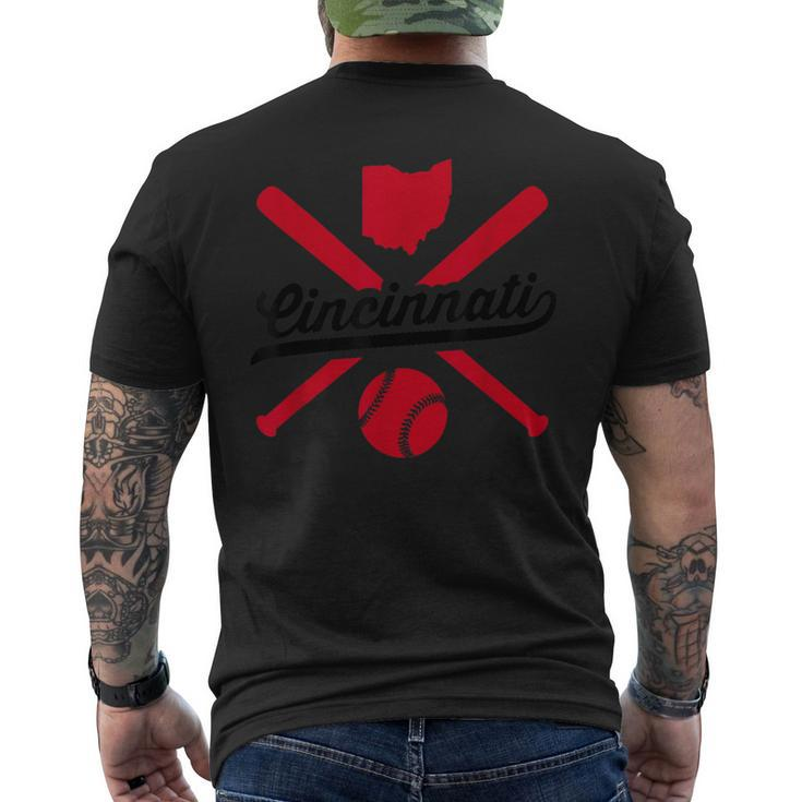 Cincinnati Baseball Vintage Ohio Pride Red Love City Men's T-shirt Back Print
