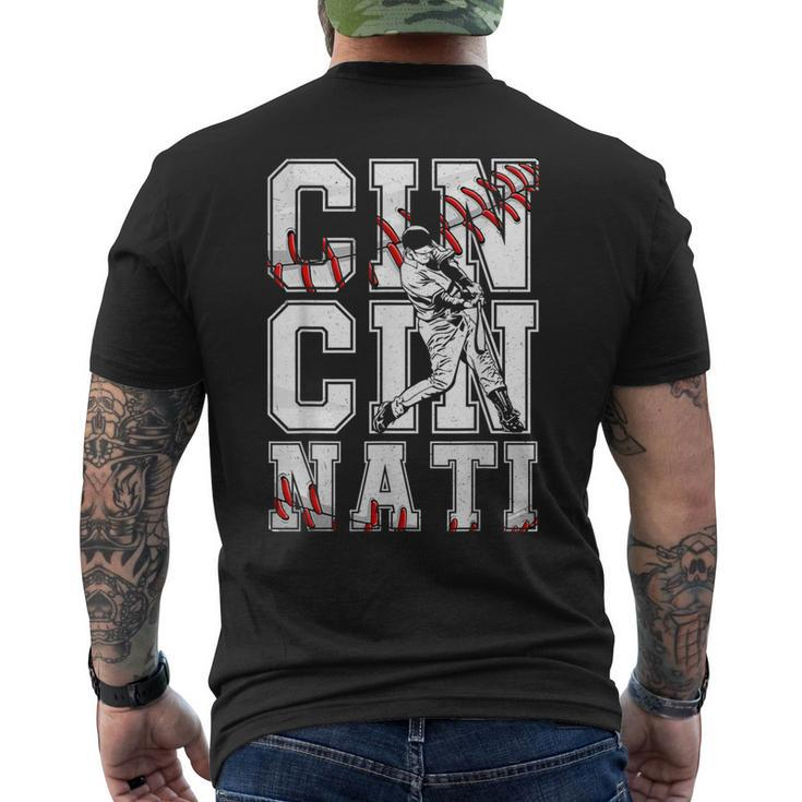 Cincinnati Retro Baseball Lover Met At Game Day Men's T-shirt Back Print