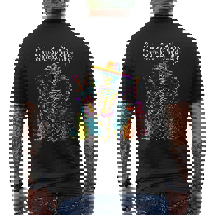 Cinco De Mayo Fiesta Mexican Skeleton Guitar Sombrero Men's T-shirt Back Print