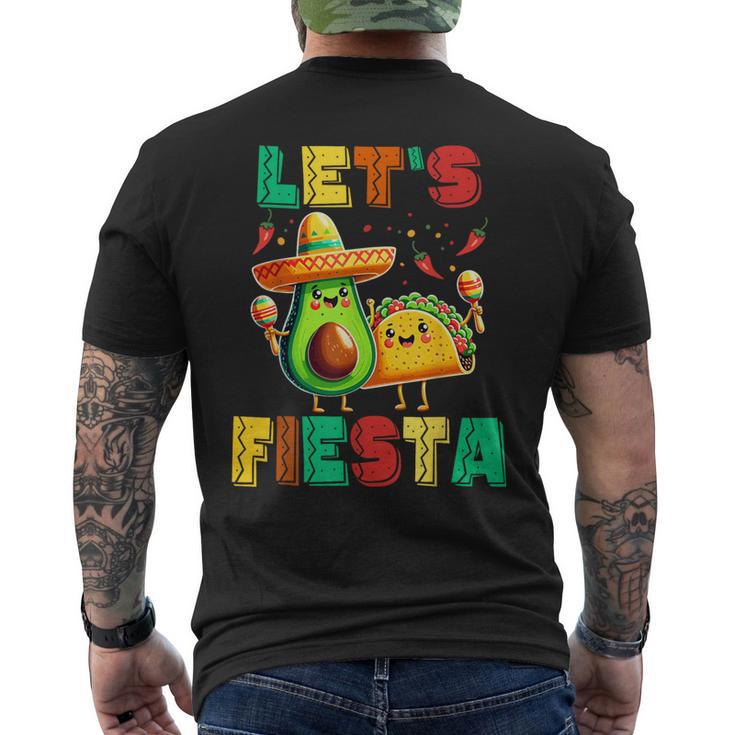 Cinco De Mayo Let's Fiesta Avocado And Tacos Cinco De Mayo Men's T-shirt Back Print