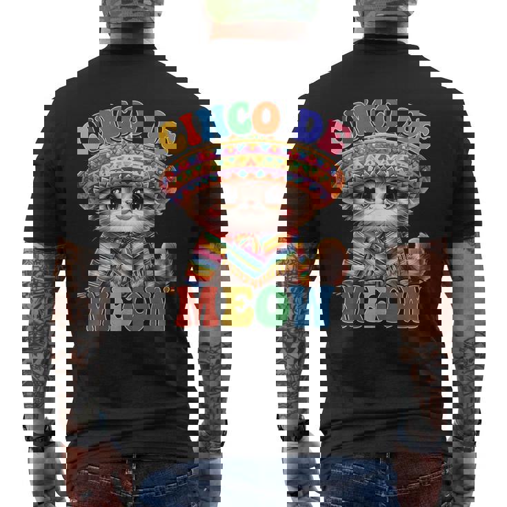 Cinco De Meow Cute Cat With Sombrero Cinco De Mayo Men's T-shirt Back Print