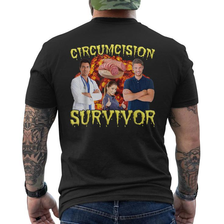 Circumcision Survivor Offensive Inappropriate Meme Men's T-shirt Back Print