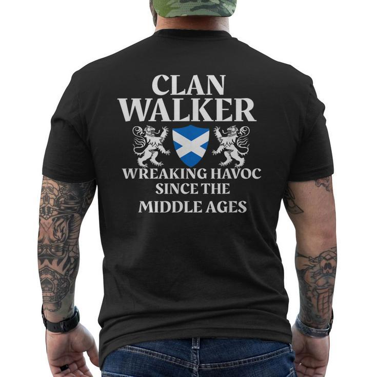 Clan Walker Scottish Family Kilt Tartan Lion Mens Back Print T-shirt