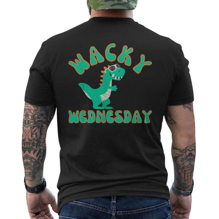 Classic Wacky Wednesday  Green Dinosaur Mismatch Men's T-shirt Back Print