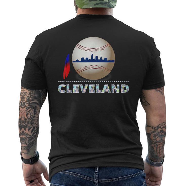 Cleveland Hometown Indian Tribe Ball With Skyline Men's T-shirt Back Print