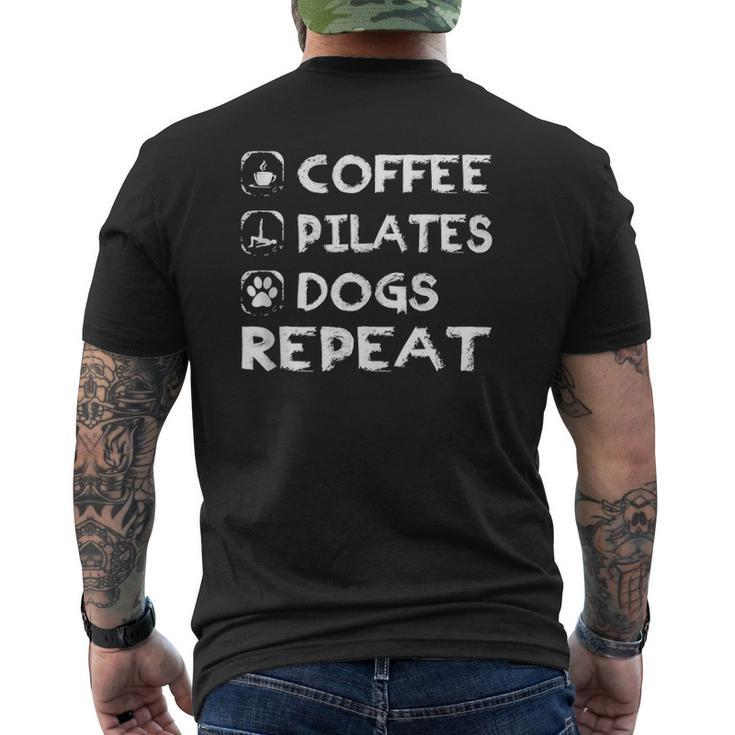 Coffee Pilates Dogs Repeat Pilates Mens Back Print T-shirt