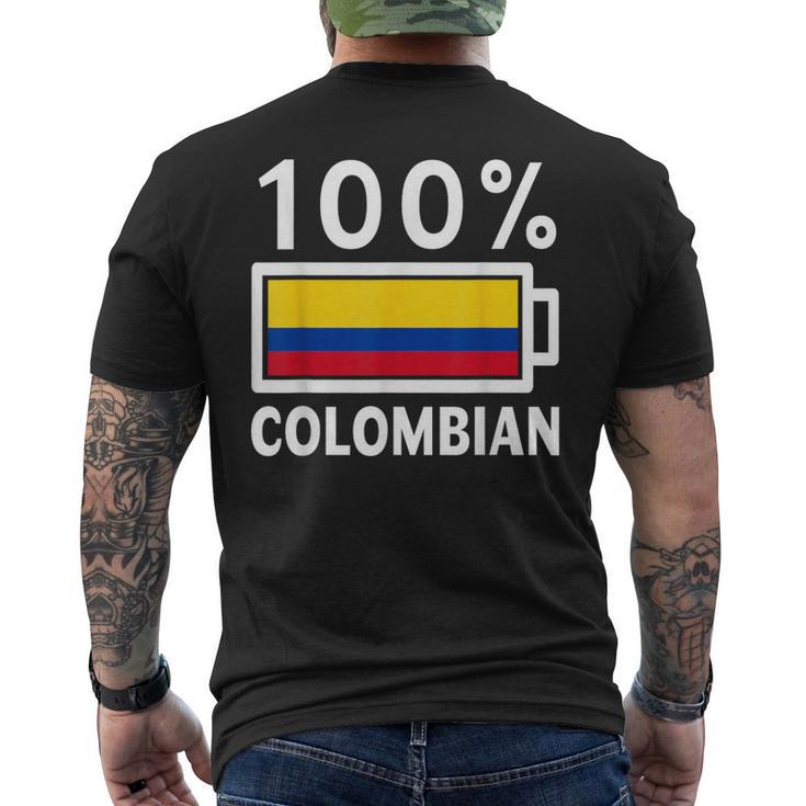 Colombia Flag 100 Colombian Battery Power Men's T-shirt Back Print