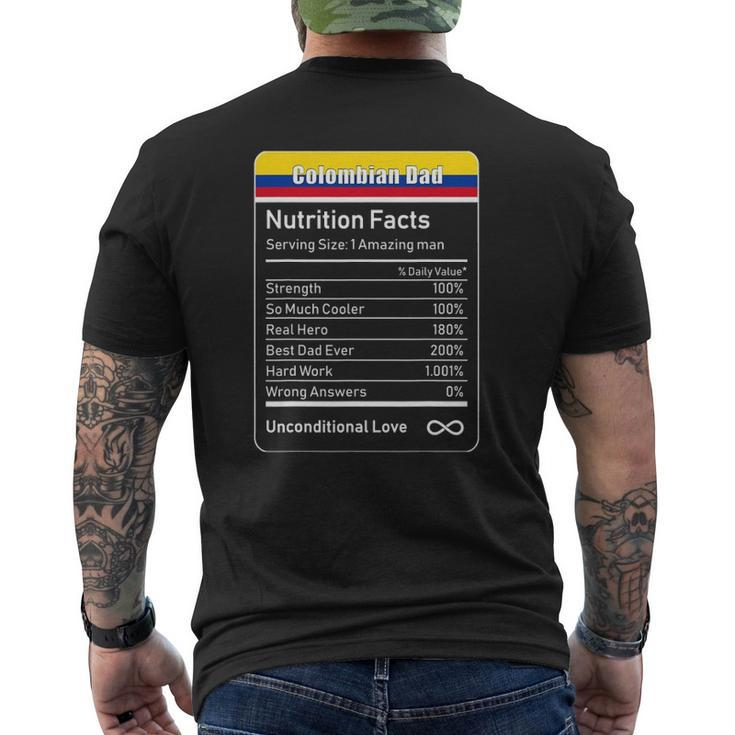Colombian Dad Nutrition Facts Father's Mens Back Print T-shirt