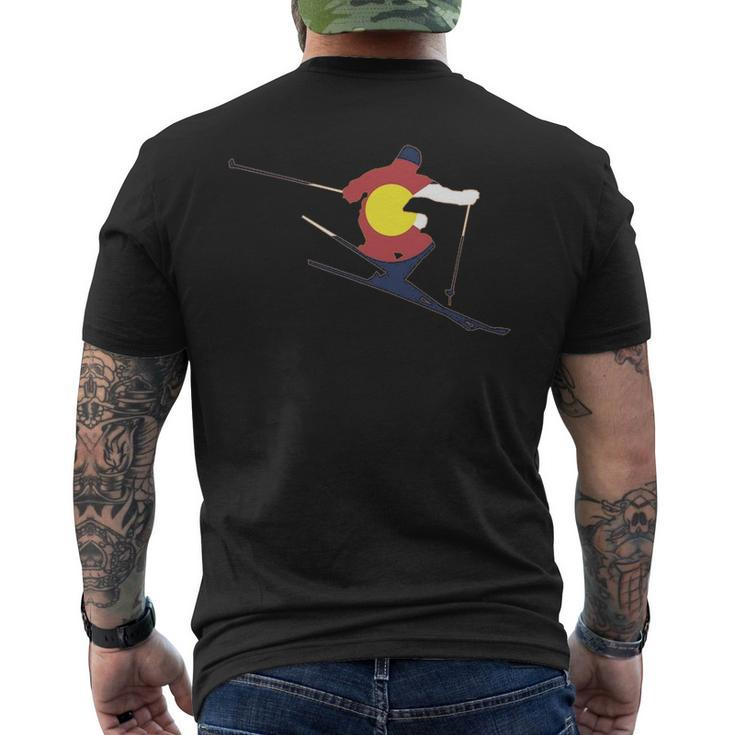 Colorado Flag Skier Men's T-shirt Back Print