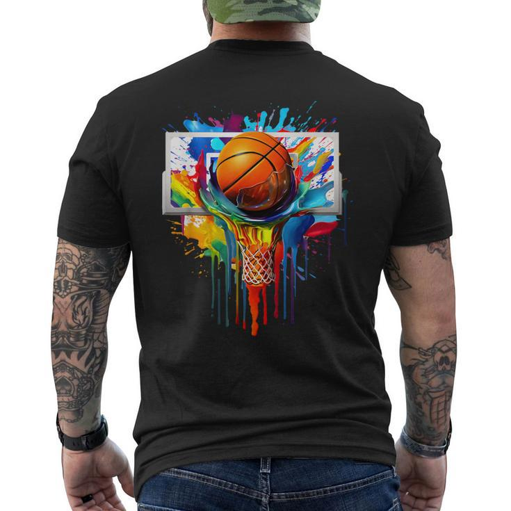 Colorful Basketball Tie Dye Color Splash Hoop Net Slam Dunk Men's T-shirt Back Print
