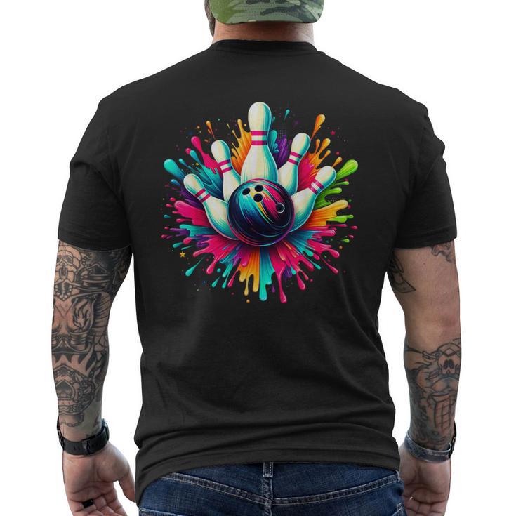 Colorful Bowling Game Day Bowling Cute Colorsplash Ball Men's T-shirt Back Print