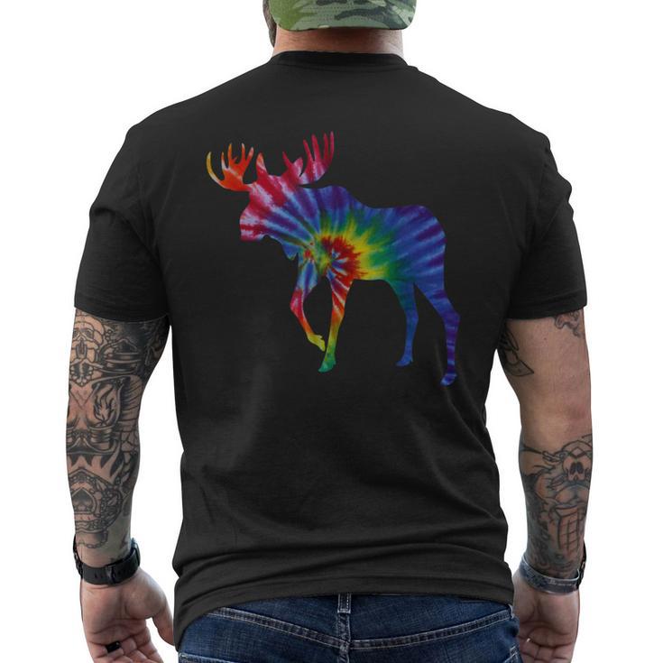 Colorful Moose In Tye Dye Pattern For A Tie Dye Men's T-shirt Back Print