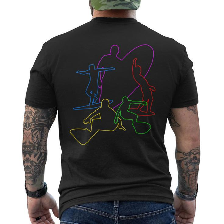 Colorful Wave Surfing Surfer Surf T Ride Wakesurf Men's T-shirt Back Print