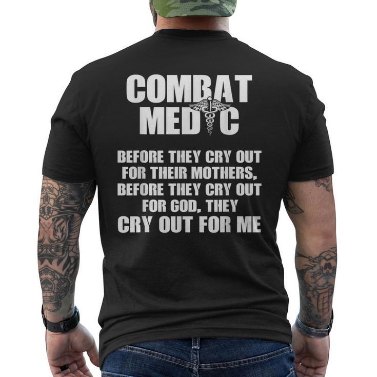 Combat Medic Cry Out Usa American Military Men's T-shirt Back Print