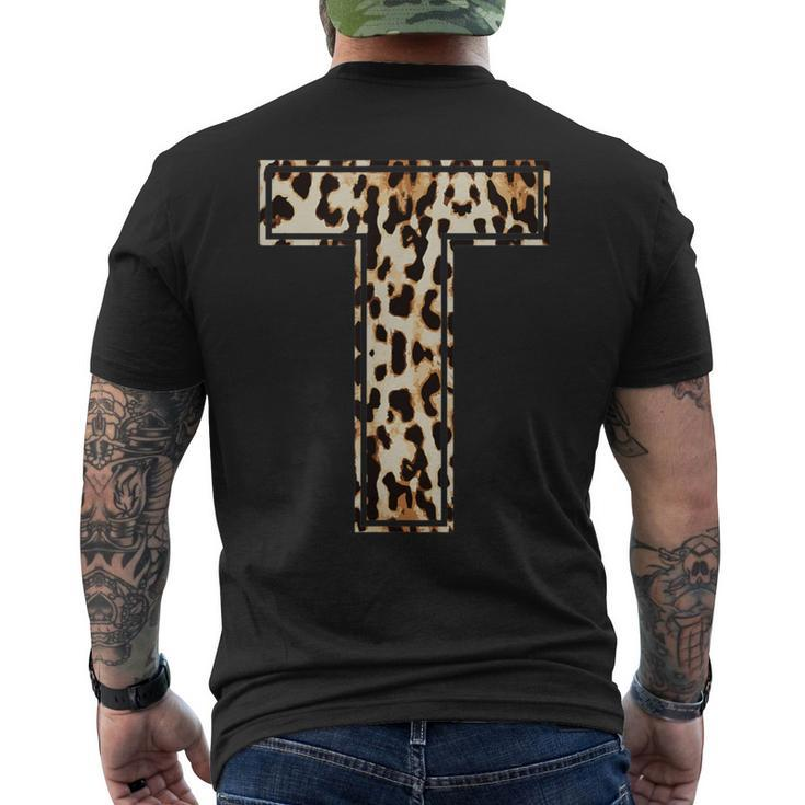 Cool Letter T Initial Name Leopard Cheetah Print Men's T-shirt Back Print