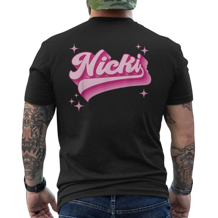 Cool Personalized Name Nicki Distressed Retro Vintage Groovy Men's T-shirt Back Print