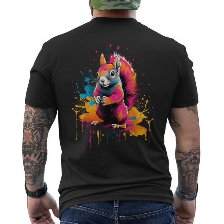 Cool Squirrel On Colorful Painted Squirrel Men's T-shirt Back Print