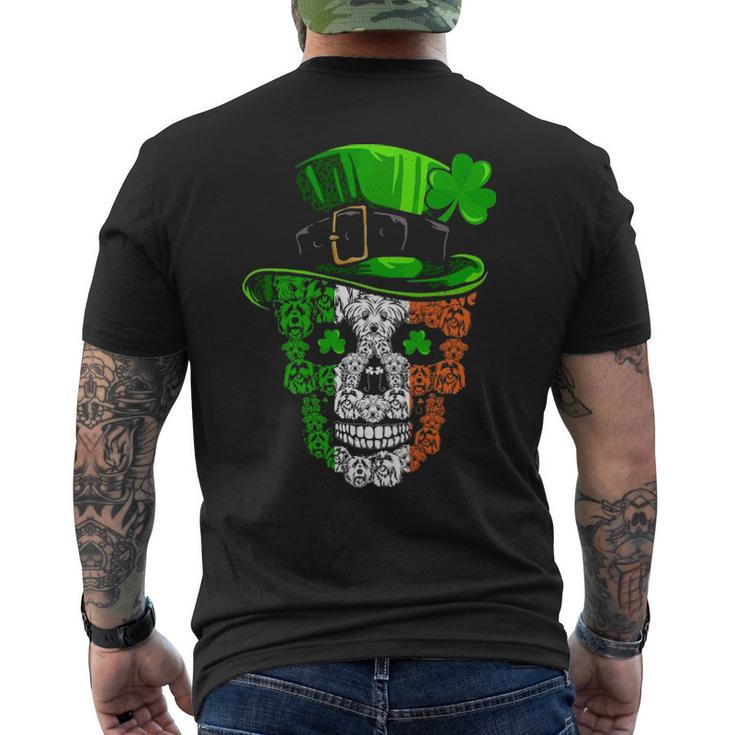 Cool St Patricks Day Maltese Dog Skull Shamrock Men's T-shirt Back Print