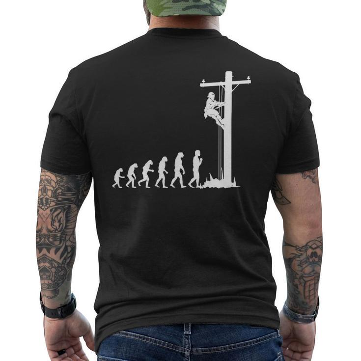 Cool Unique Evolution Of Lineman Electrician  Men's T-shirt Back Print