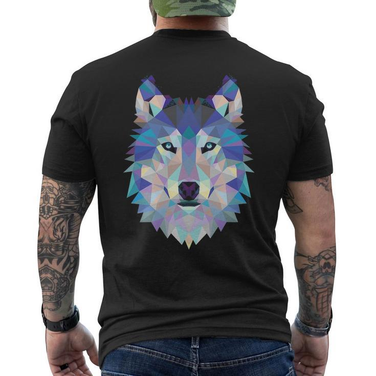 Cool Unique Wolf Geometric Graphic Animal Sweat Men's T-shirt Back Print