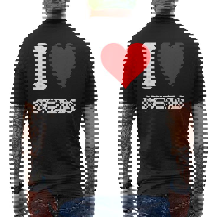 Corazón Rojo Me Encanta Oviedo Camiseta Hombre Estampado Espalda