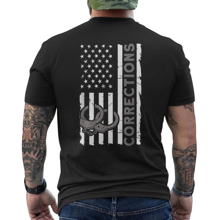 Correctional Officer Corrections Thin Silver Line Men's T-shirt Back Print