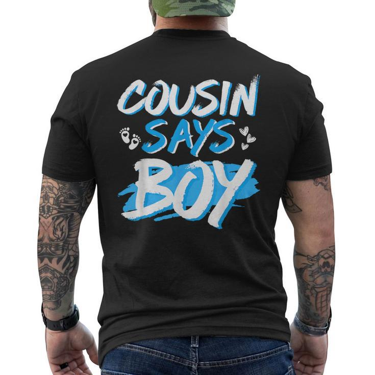 Cousin Says Boy Gender Reveal Baby Shower Party Matching Men's T-shirt Back Print