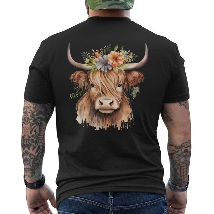 Cow Scottish Highland Cow Western Wear Highland Cow Men's T-shirt Back Print