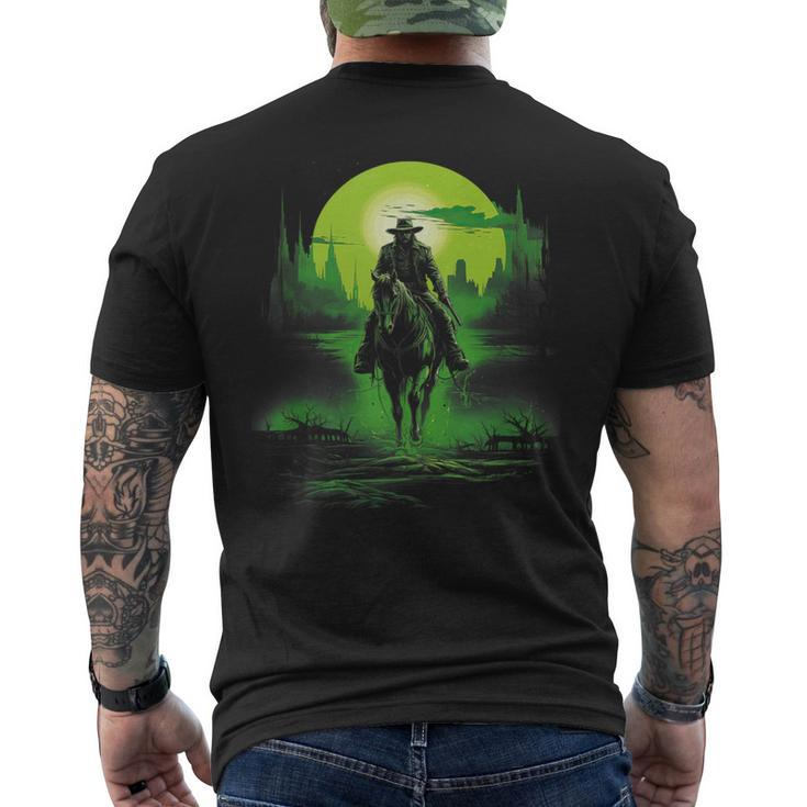 Cowboy Horseback Riding Saloon Gunfight Sheriff Men's T-shirt Back Print