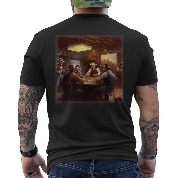 Cowboys Playing Poker In An Old West Saloon Men's T-shirt Back Print