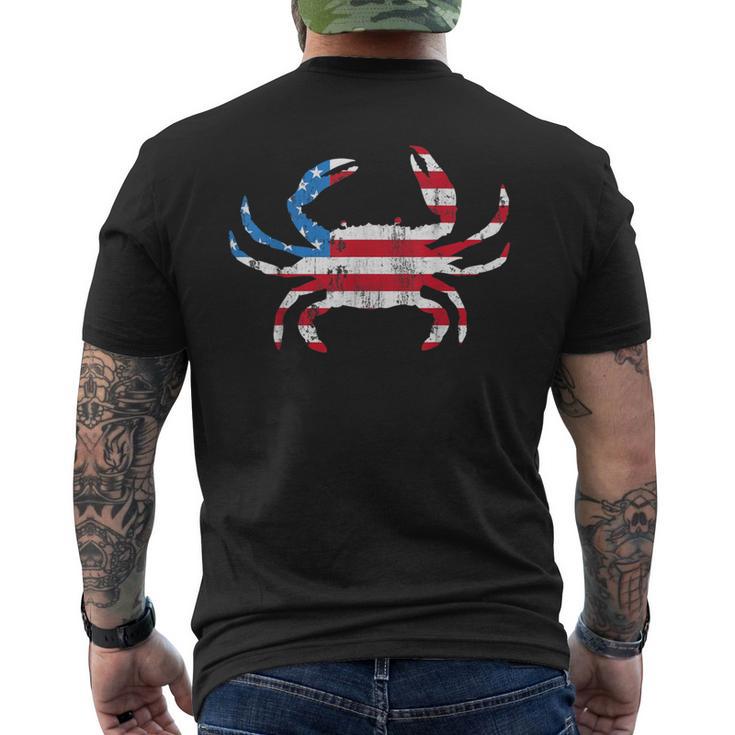 Crab Vintage American Flag Men's T-shirt Back Print