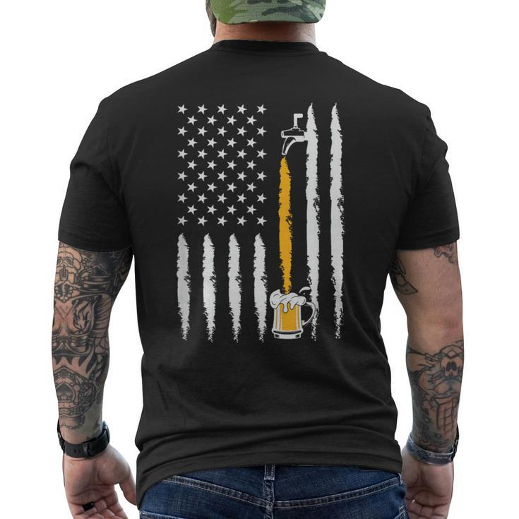 Craft Beer American Flag Pouring Beer Stein Patriotic Men's T-shirt Back Print